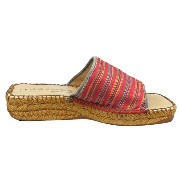 Vintage 90's Andre Assous Red Striped Women's Espadrille Sandals Size US 6 - Picture 4 of 11